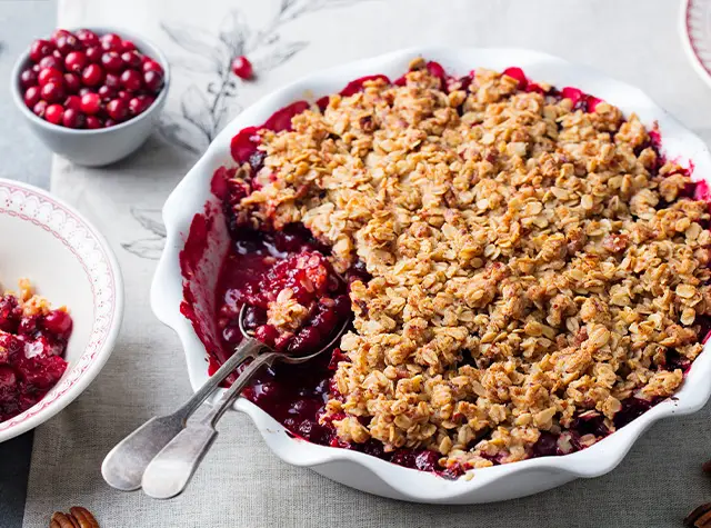 a cranberry pie in a white dish