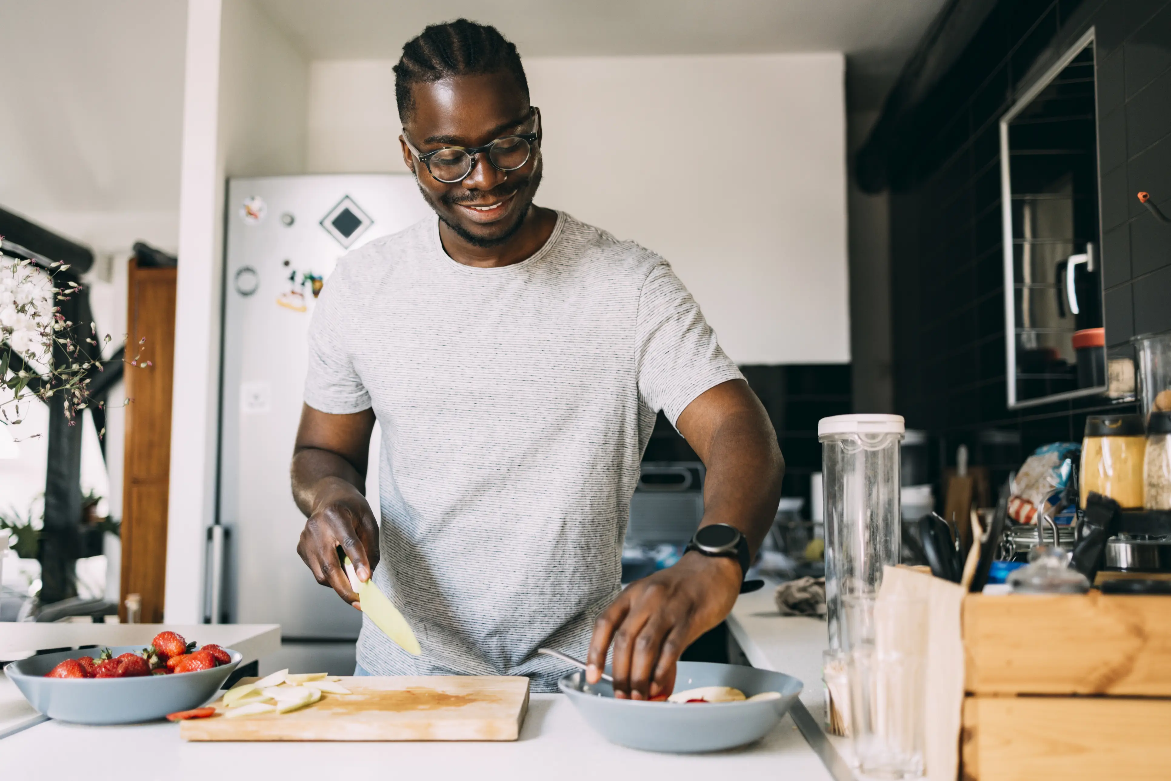 a man in a kitchen